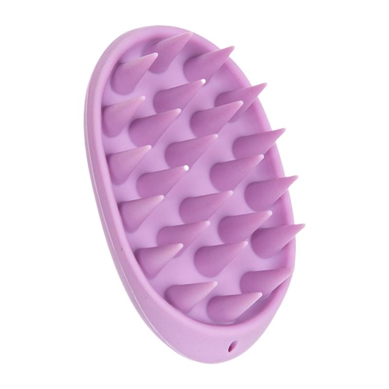 

Hair Washing Brushes Silicone Scalp Massager Oval Design with Soft Bristles Scrubber Brushes for Different Hair Type фиолетовый
