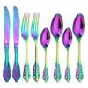 8 stk Fargerikt bestikksett 304 rustfritt stål servisesett kniver gaffel skjeer middagsbestikksett vestlig kjøkken servisesett