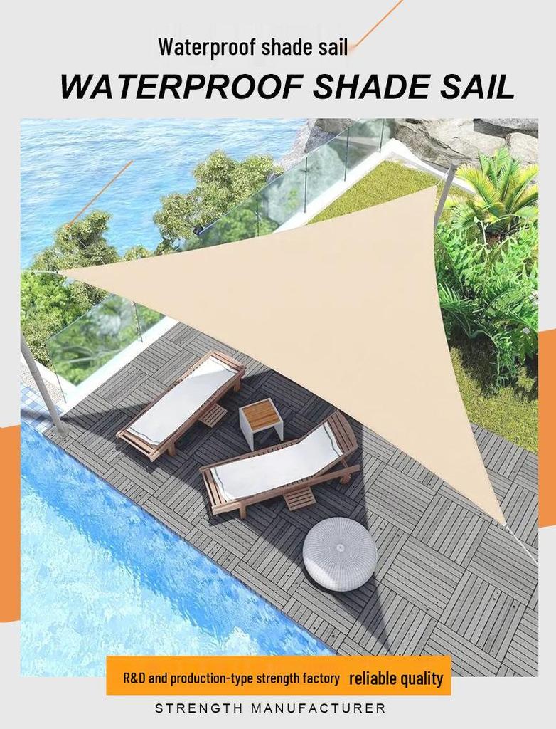 300D Waterproof Outdoor Sunshade Awning, Thickened Polyester Oxford Triangle, Four-Corner Sail