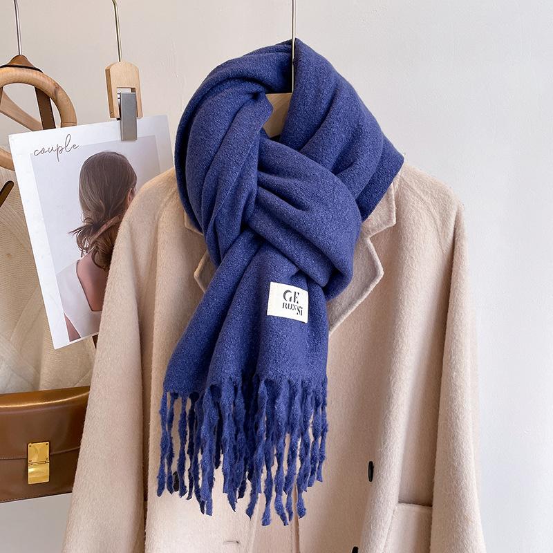 New solid color casual scarf simple fashion scarf men's and women's thickened versatile shawl