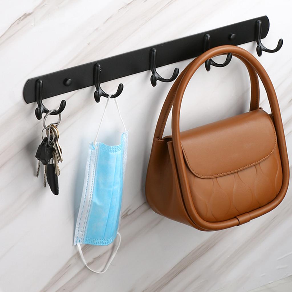 Wall Mounted Hanger Stainless Steel Double Hook Organizer 4 Duals Hooks For Coats Bags Kitchen Bathroom Bedroom