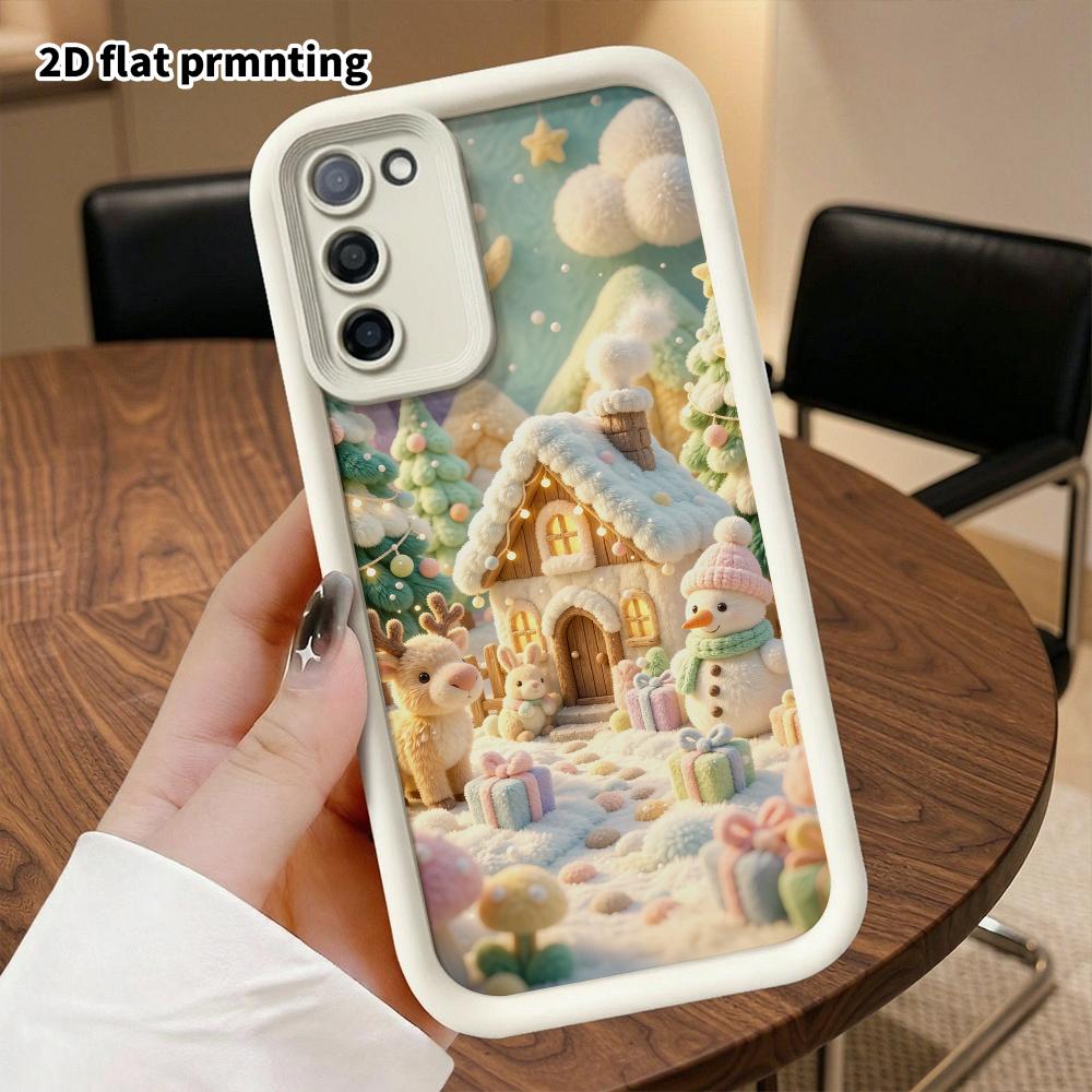 Phone Case: 2D Flat, Suitable for Samsung Galaxy A34 A35 M05 M06 S20 S22 S21 FE Plus 5G, Winter Christmas Cottage, Perfect Christmas and Halloween Hol