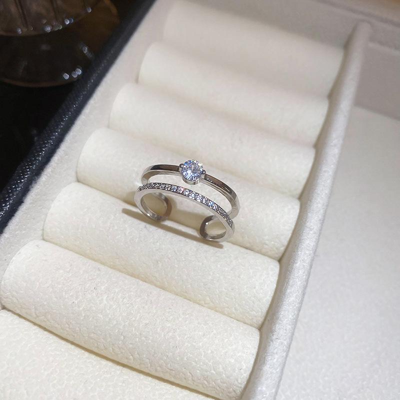 Retro Silver Bow Love Flower Pearl Open Ring Simple Index Finger Ring Versatile Jewelry Women