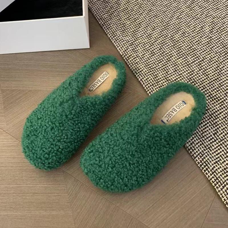 Mules Shoes Women Flats Fur Slippers Casual Short Plush Suede Shoes 2025 Trend New Winter Flip Flops Slingback Slides