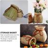 Lightweight Wicker Rattan Baskets Round Handmade Woven Storage Container  Farmhouse