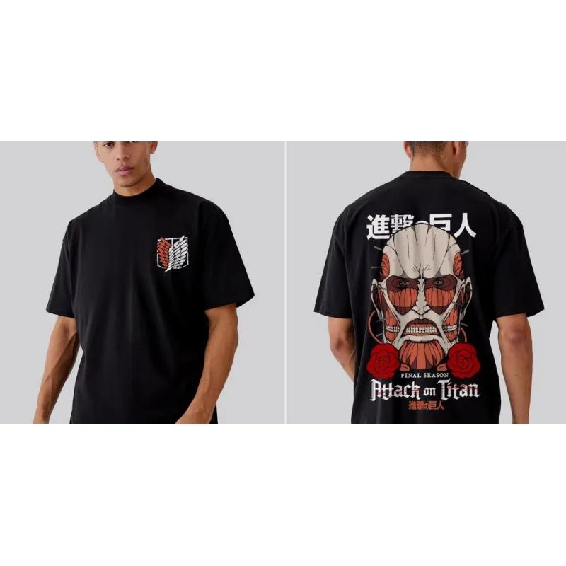 

2026 Men s Attack on Titan T Shirt Cotton Anime Clothing Short-sleeved Casual Street Y2K Summer Women Tees Over Sized Breathable 4XL