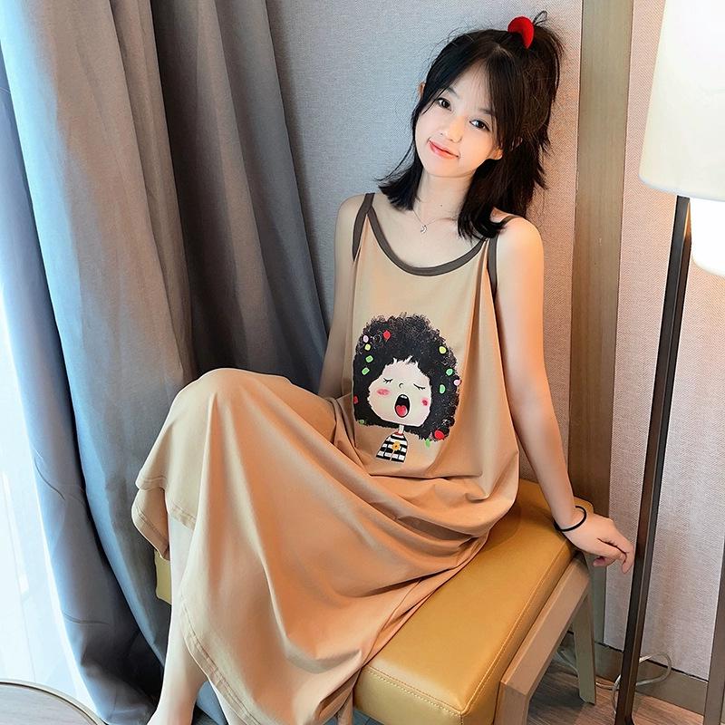 Summer Sweet Korean Style Pink Milk Silk Ribbed Camisole Pajamas for Women L