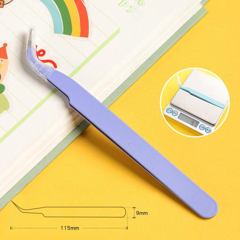 Stainless Steel Colorful Straight Curved Tweezers Pink Blue Purple DIY 1.0mm Eyelash Tweezers Nail Art Rhinestones Picking Tool