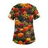 Damenmode V-Ausschnitt Kurzarm Arbeitskleidung mit Taschen Halloween bedruckte Tops