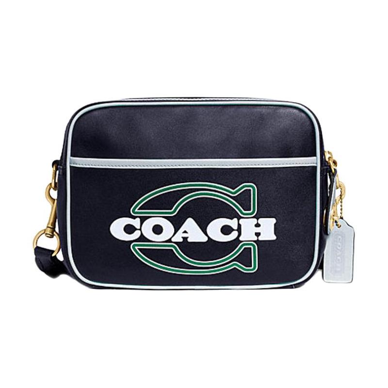 

COACH Flight 23 Leather Pilot Bag Shoulder Crossbody Small Square Bag Medium Men s Dark Blue синій