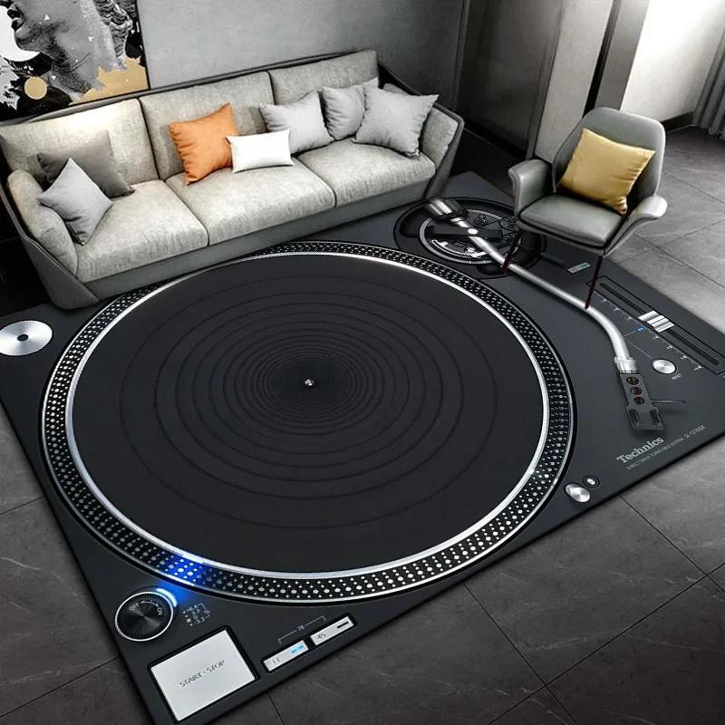 1 Stück Retro Disc Player Schallplattenmuster Teppich für Schlafzimmer Heimdeko Wohnzimmermatte Musikzimmer Musikliebhaber Teppiche Geschenk