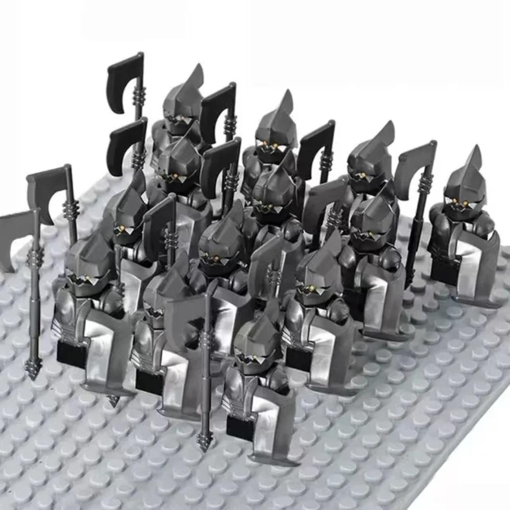 13Pcs Mini Gondor Battle Spearman Body Gurad Infantry VS Roman Solider Eomer Rohan Warriorr Figures Blocks Set Toys for Kids