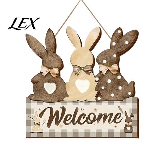 Patio Hanging Ornament Wooden Welcome Sign, Rustic Door 2D Daisy Butterfly Print, Spring Hanger Halloween Thanksgiving Easter Seasonal Holiday