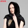 JERYAFUR Women Faux Fur Hooded Scarf, 2‑in‑1 Warm Plush Hat Scarf Combo for Cold Winter Daily Outdoor Wear