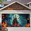7 x 16ft Halloween Garage Door Cover Large Skeleton Graveyard Hanging Backdrop Door Banner for Halloween Yard Front Porch Wall Decoration