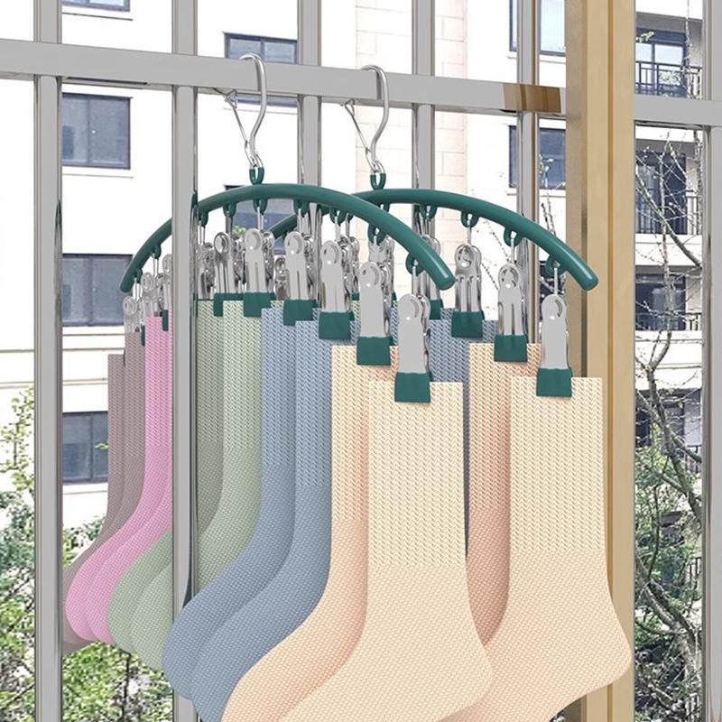 1 Stück 10-Klammern Socken-Trockengestell, Winddichter Kleiderbügel aus Edelstahl, Platzsparendes Bogenförmiges Unterwäsche-Handtuch-Klammergestell