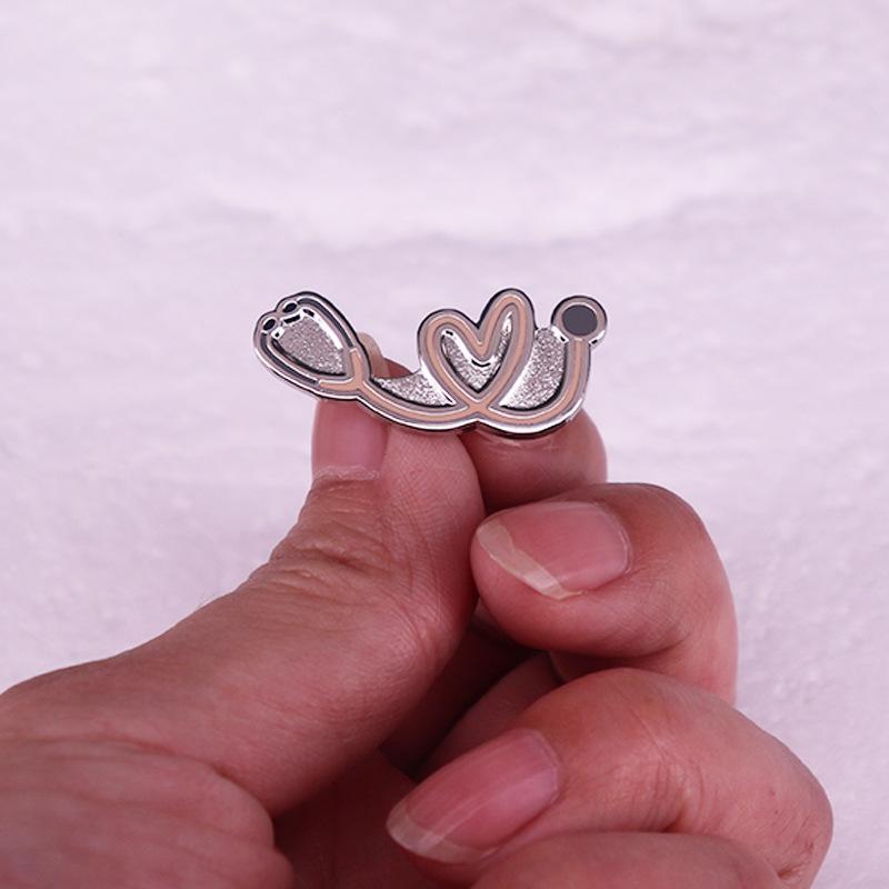 Pink Heart Stethoscope Brooch for Doctors & Nurses