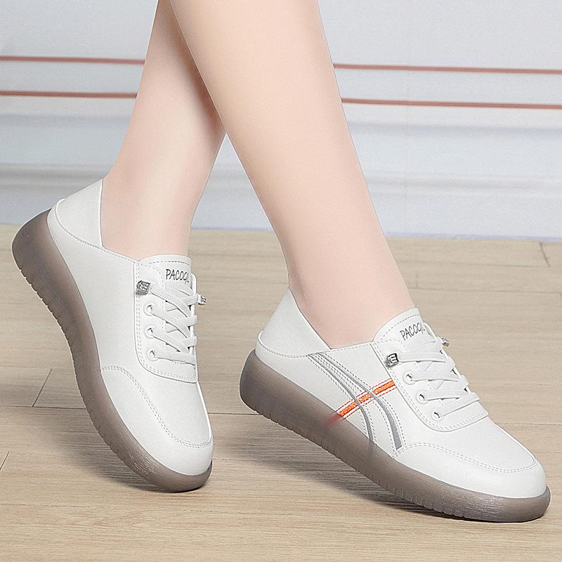 

Повседневная женская обувь на весну и осень с мягкой нескользящей подошвой, удобная для путешествий белая обувь, женские туфли с подошвой из коровьей кожи 36