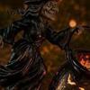 Garden Ornaments for Outside Decor Halloween Witch Stake Light Outdoor Decoration, 33.5 Inch Waterfall-Style Iron Stakes Lawn Cauldron