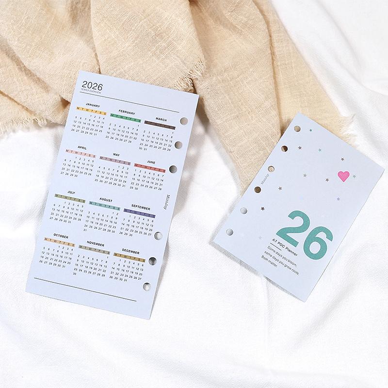 Fromthenon 2026 Calendar Card A5 A6 A7 A8 M5 Loose-leaf Notebook Planner Journal Calendar Loose-leaf Bindings Accessories