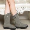 Høst og vinter nye runde tå varme middels skaft bomullssko dame vinter fløyel fortykket komfortable allsidige støvler motestøvler dame