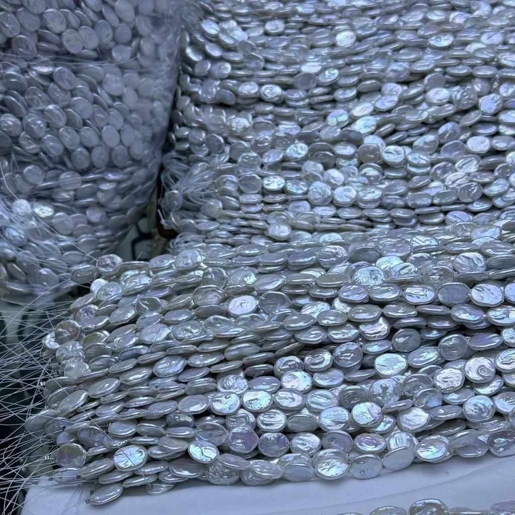 1String, White Natural Freshwater Pearls, Handmade Irregular Ellipse Pearl Beads for Jewelry Making DIY Crafts (Beads 14-16×18-19mm, Length 36cm)