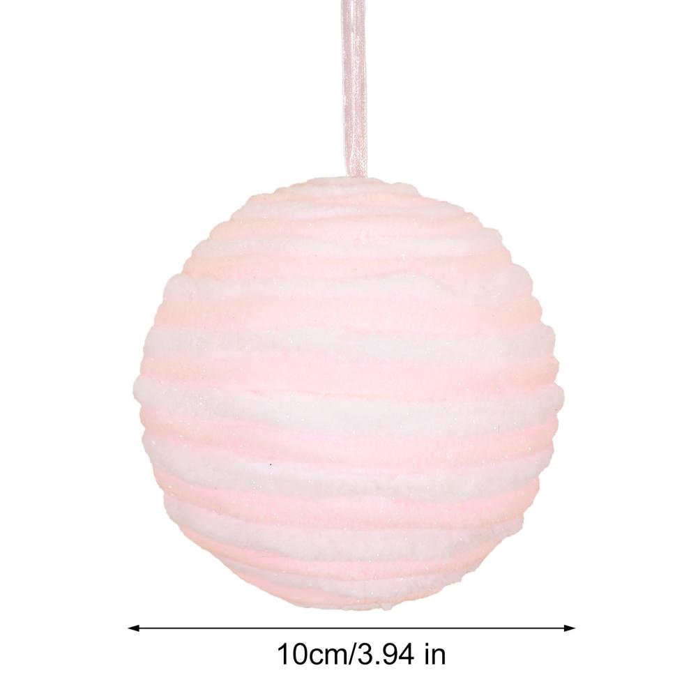 4Pcs Pink Christmas Balls Ornament Large Shatterproof Foam White Pink Stripe Hanging Ball Xmas Holiday Wedding Party Decoration