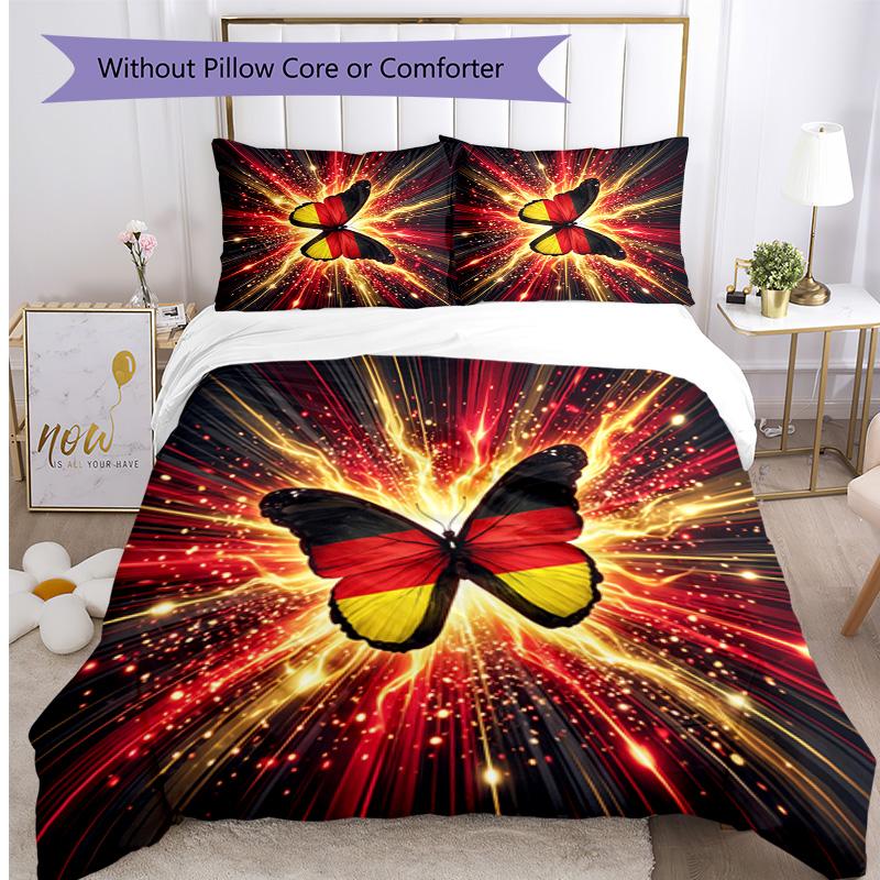 Belgium Football Printed Bedding 3 Piece Set Cozy Breathable Bed Cover Set As Housewarming Holiday Gift