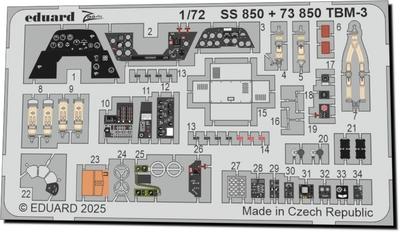 eduard Zoom Series Etching Parts Hobby Plastic Model Parts EDUSS850 1/72 TBM-3 (for Boss) (Airplane)