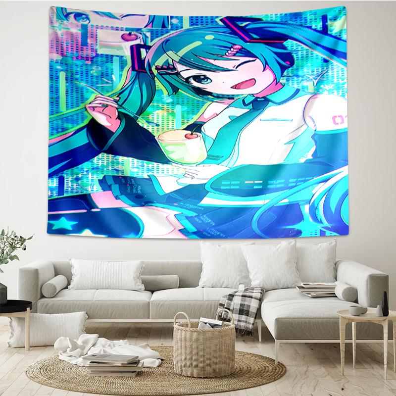 Hatsune-Miku Druck Wandteppich, Hintergrund, Einfache Montage, Ideal für Schlafzimmer, Büro & Wohnzimmer, mit Ästhetischer Wanddekoration.