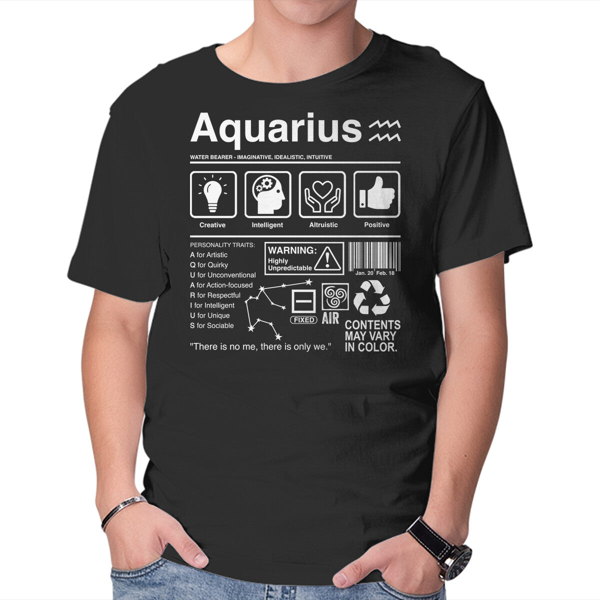 Unisex Crew Neck T-Shirt Aquarius Label Graphic Short Sleeve Casual Tee XL