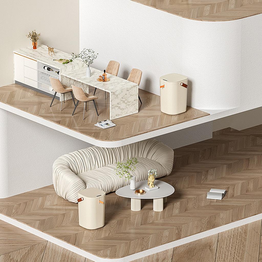 20L Sensor Mülleimer mit Griff ABS Automatische Induktion Berührungsloser Mülleimer für Badezimmer Cremefarben