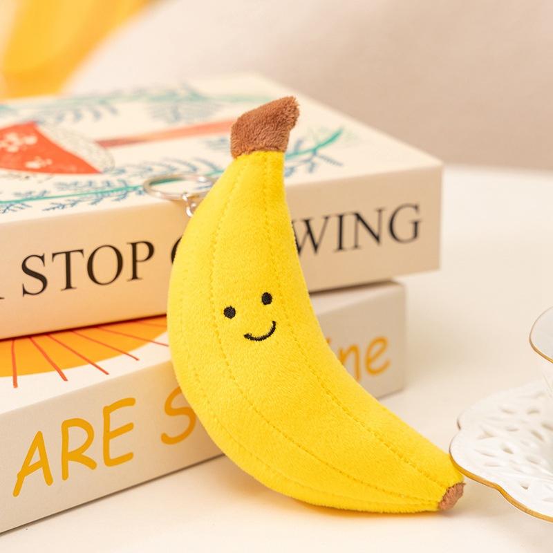 Cute Simulated Fruit Series Apple Banana Cherry Dragon Fruit Doll Pendant Plush Toy Backpack Keychain