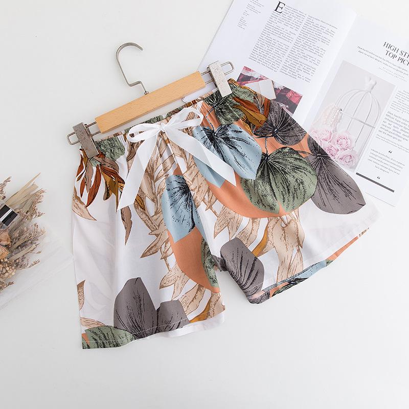 Women's Summer Cotton Silk Drapey Floral Shorts with Elastic Waist