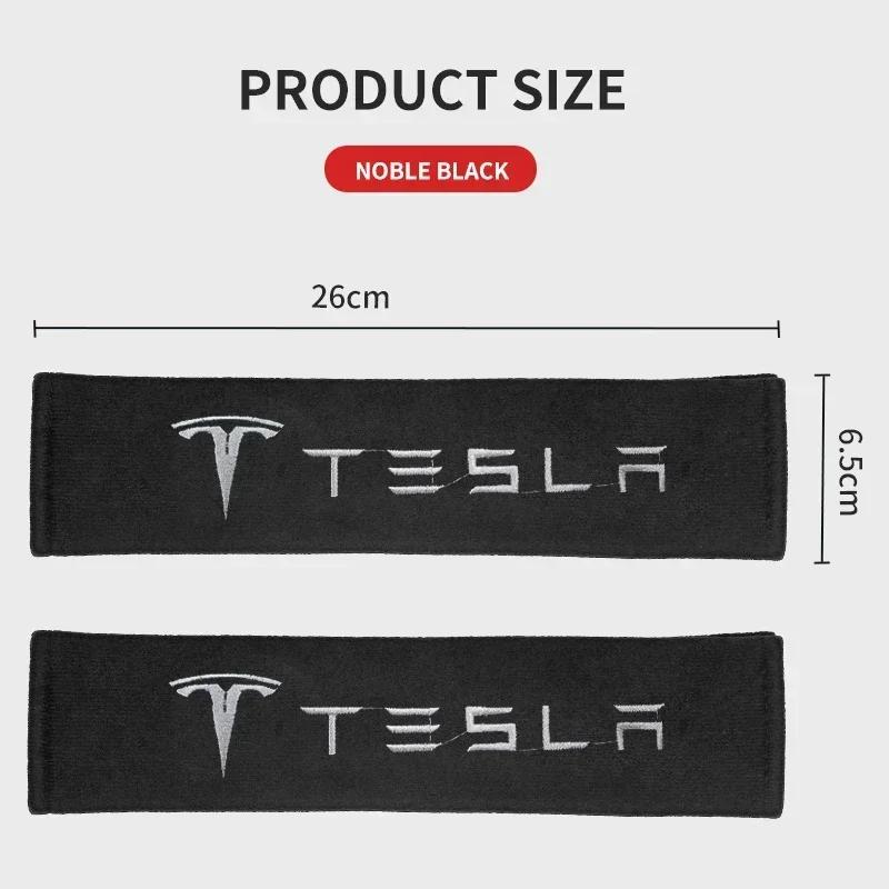 Car Sticker 2025 New Tesla 2PCS Car Seat Belt Shoulder Pads Auto logo Safety Belt Protection Cover For Tesla Model S Tesla Model
