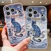Blue Ink Cat Magnetic Phone Case For iPhone 17 Pro Max 16 15 14 13 Pro Max For Magsafe Wireless Charge Matte Hard PC Back Cover