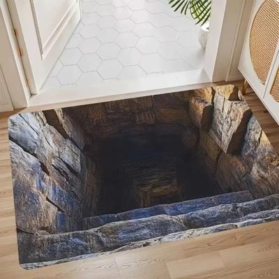 Mystery Staircase 3D Optische Täuschung Fußmatte Flach Rutschfest und Leicht zu Reinigen Perfekt für Haustür Schlafzimmer Badezimmertür Matte
