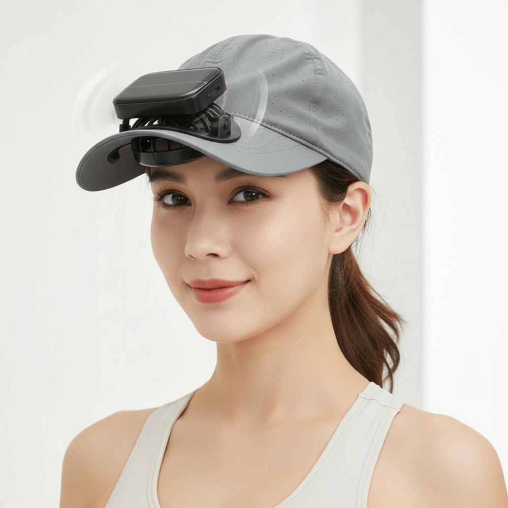 Portable Rechargeable Fan Hat Solid Color Cooling Fan Peaked Cap for 3.7V/300mAh Hiking