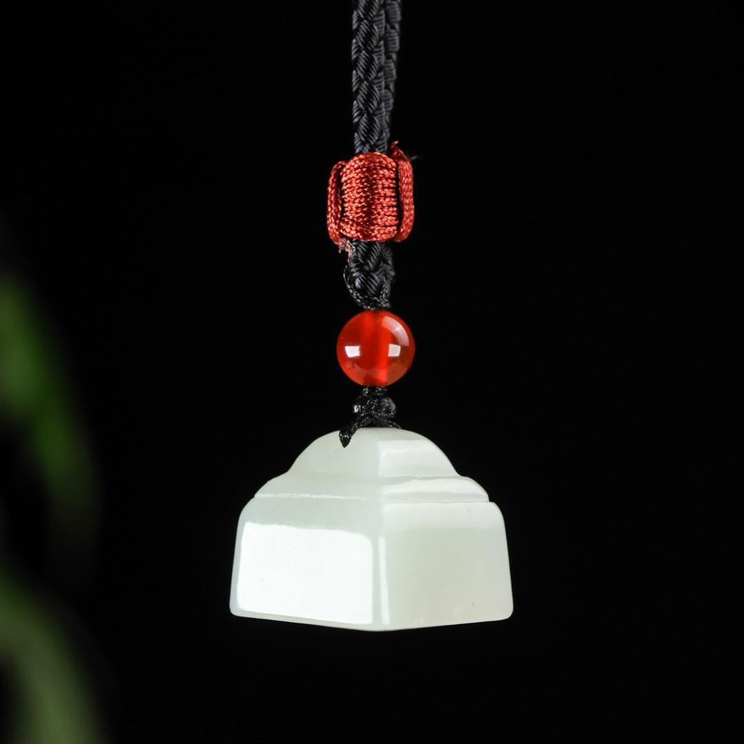 Genuine Hotan Jade Qingbai Heart Ruyi Pendant Unisex Accessory