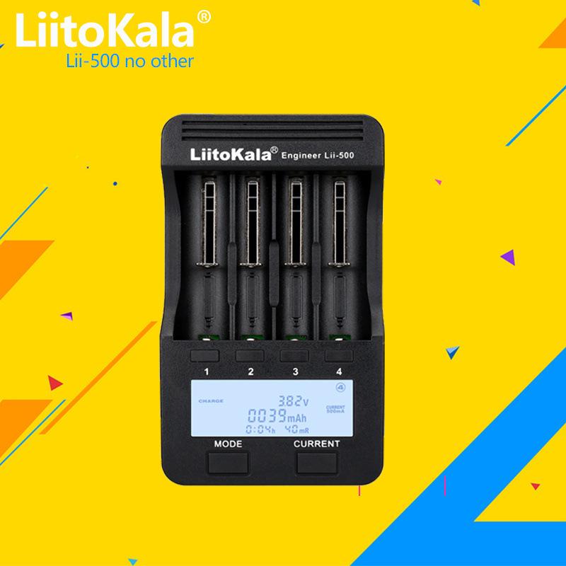 

LiitoKala Lii-500 4-Slot LCD Charger for 18650/26650 Lithium Batteries with Wire.