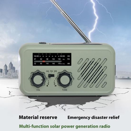 רדיו חירום עם פנס רב-תכליתי קומפקטי נייד אזעקת SOS פס AM/FM רדיו נטען באמצעות ידית סיבובית