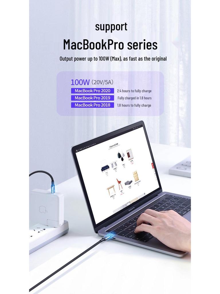 PD Fast Charging Cable: 60W/100W USB-C to Type-C, Single Elbow, Male to Male, 3A/5A