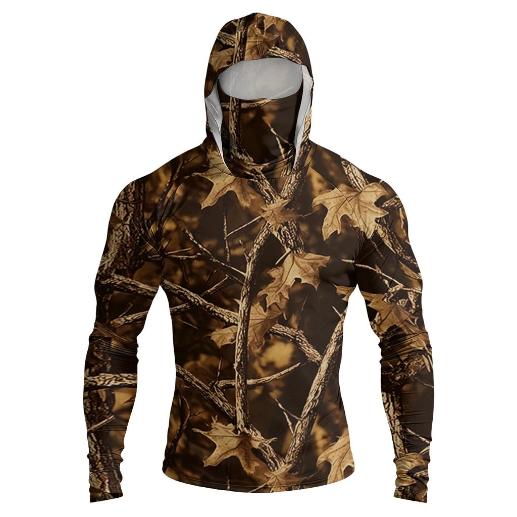 Men's Casual Raglan Sleeve Hoodie Long Sleeve Sun Protection Shirt Camouflage Print Outdoor Lightweight Breathable Quick Dry