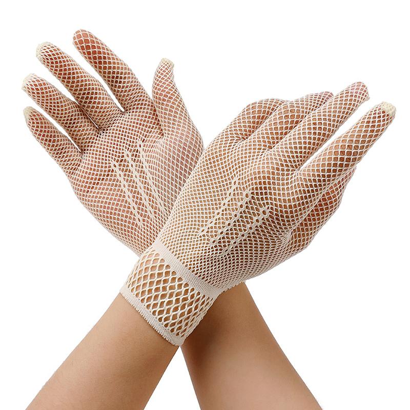 1 Pair  Sale Fishnet Mesh Glove  Women Lady Girl Glove Protection Lace Elegant Lady Style Gloves Black And White