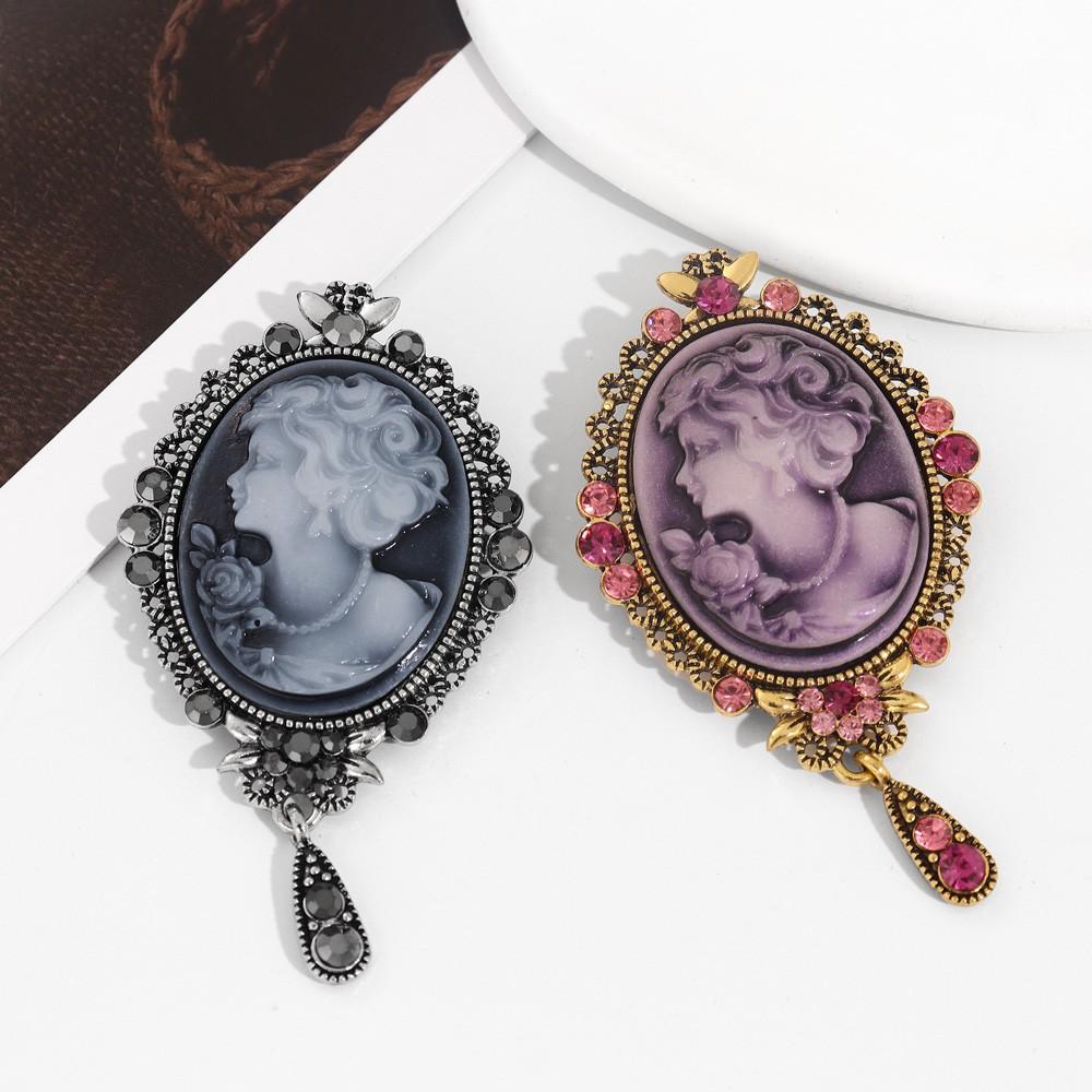 Retro Bohemian Style Palace Beauty Head Brooch Charm Women's Brooch Fashion New Party Jewelry Accessories Gift