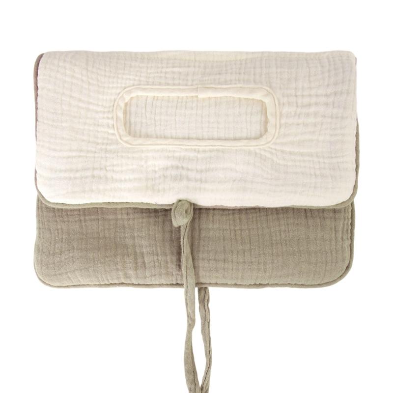 Multi Purpose Cotton Diaper Organsier Case Bag with Double Storage Compartments for Infant Toddler Bed Accessories