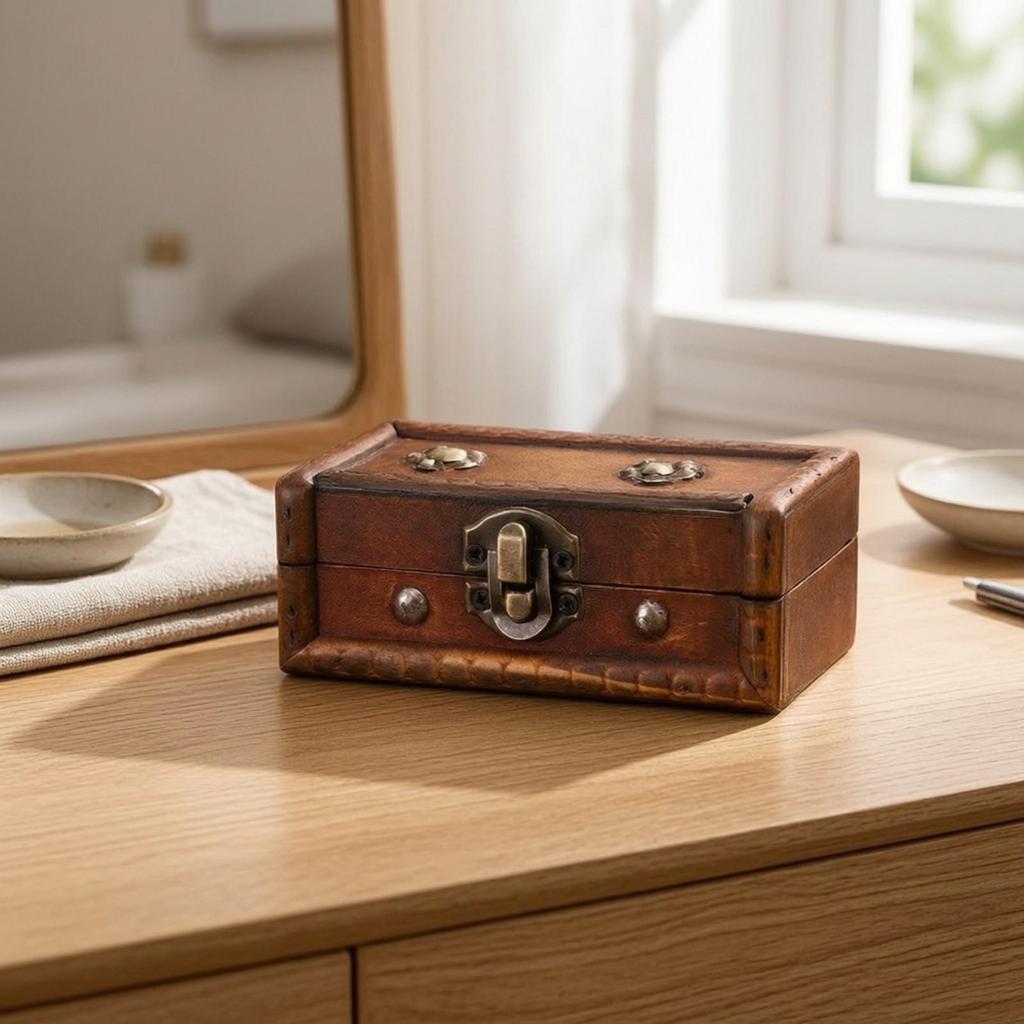 Vintage Distressed Wooden Storage Box with Metal Clasp Sturdy Decorative