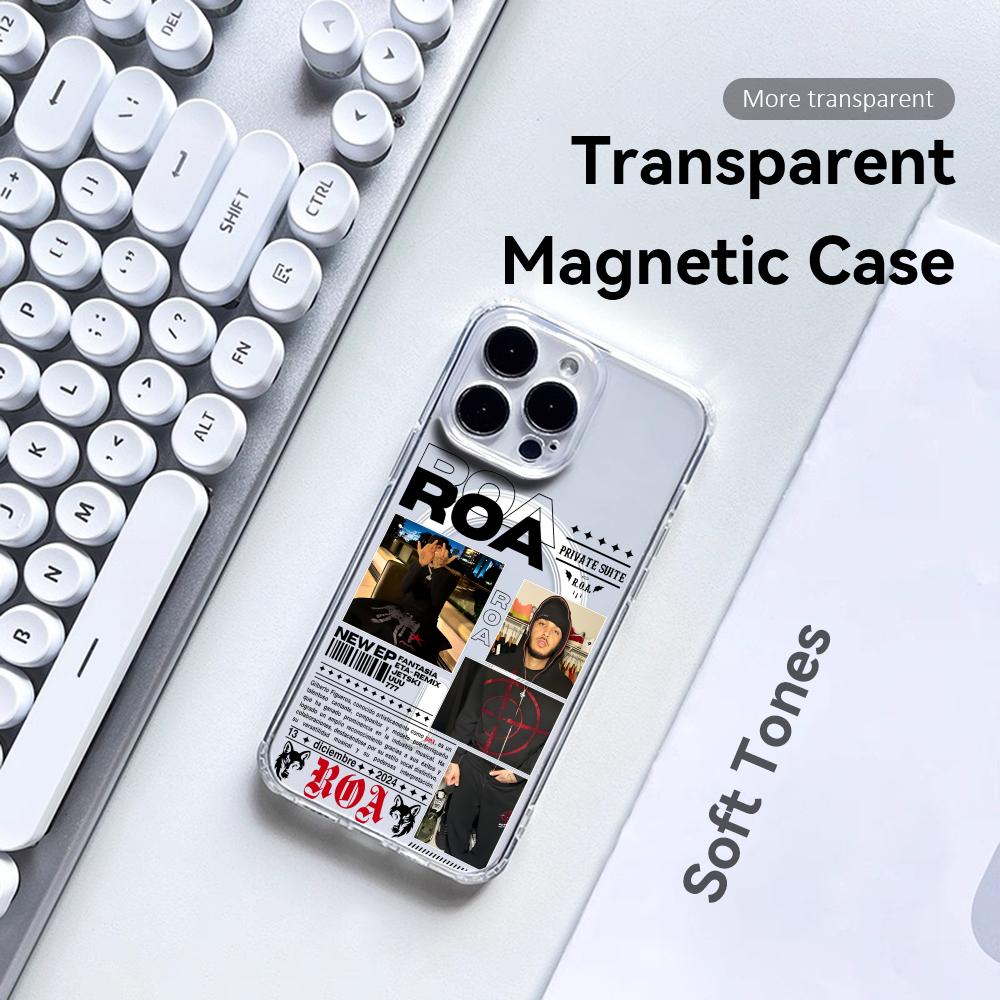 Rapper R-Roa Phone Case For iPhone 17 16 15 14 13 12 Pro Max Plus With Magnetic Crystal Clear Case Wireless Charge