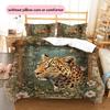 Forest Leopard  Pattern Bedding Quilt Set Quilt Cover Pillowcase Home Decoration  Gift (1 * Duvet Cover + 2 * Pillowcase, Without Core)