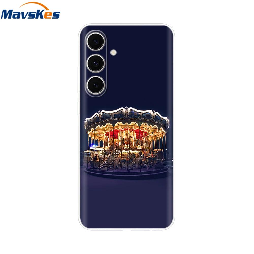 For Samsung S24 FE Case Stylish Flowers Painted Cover Clear Silicone Phone Case for Samsung Galaxy S24 S24FE Soft Shell Fundas